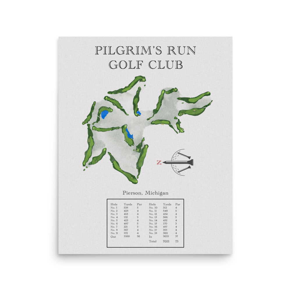 Pilgrim's Run Golf Club, Michigan - Golf Course Print - PARZ ONLY GOLF PRINTS