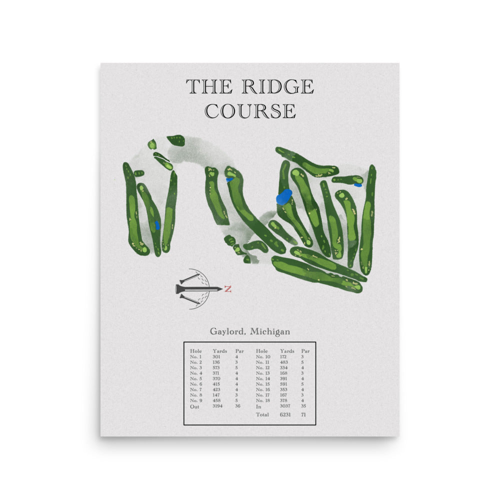 The Ridge Course, Michigan - Golf Course Print - PARZ ONLY GOLF PRINTS