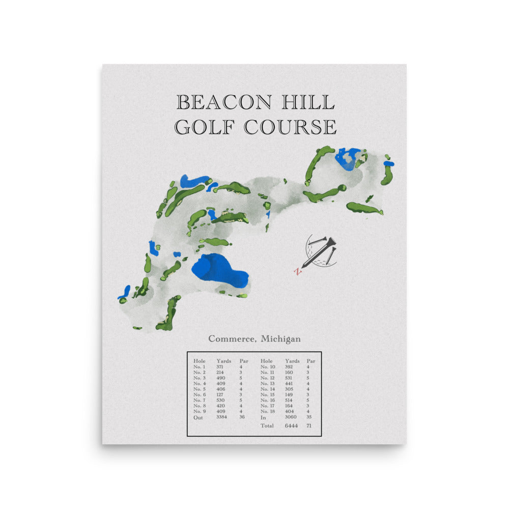 Beacon Hill Golf Course, Michigan - Golf Course Print - PARZ ONLY GOLF PRINTS