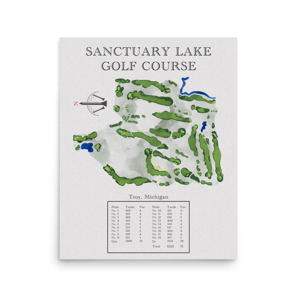 Sanctuary Lake Golf Course, Michigan - Golf Course Print - PARZ ONLY GOLF PRINTS