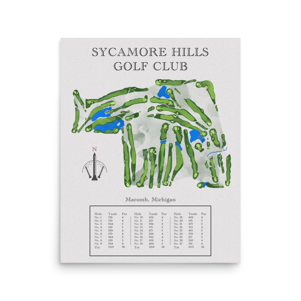 Sycamore Hills Golf Club, Michigan - Golf Course Print - PARZ ONLY GOLF PRINTS