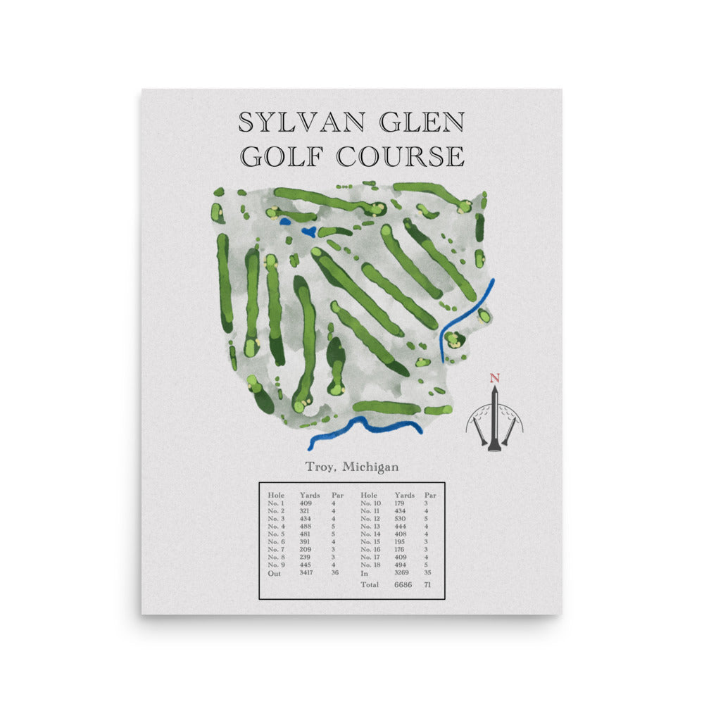 Sylvan Glen Golf Course, Michigan - Golf Course Print - PARZ ONLY GOLF PRINTS