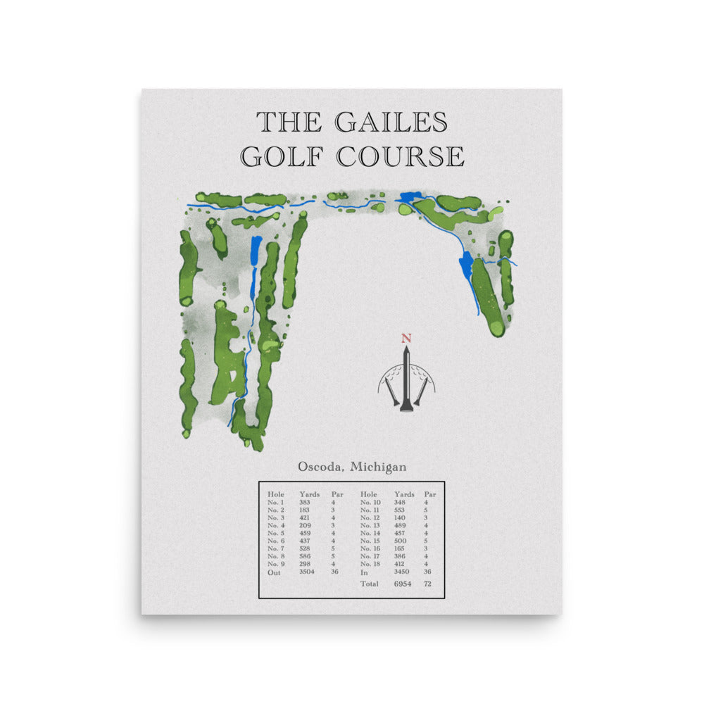 The Gailes Golf Course, Michigan - Golf Course Print - PARZ ONLY GOLF PRINTS