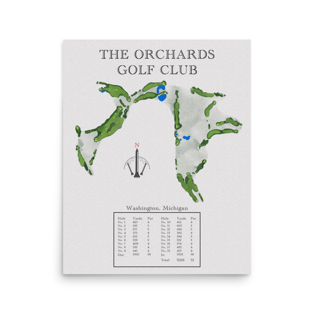 The Orchards Golf Club, Michigan - Golf Course Print - PARZ ONLY GOLF PRINTS