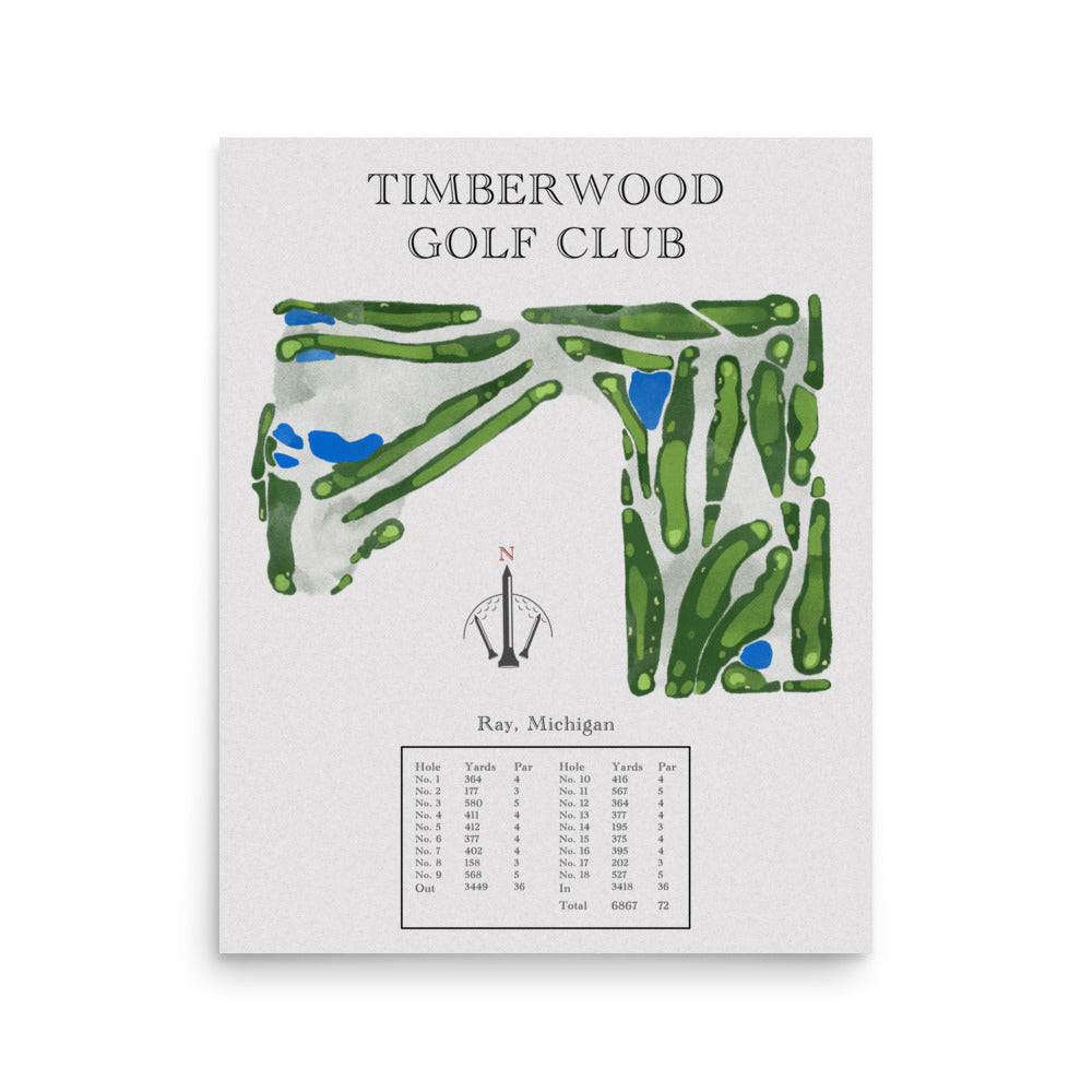 Timberwood Golf Club, Michigan - Golf Course Print - PARZ ONLY GOLF PRINTS