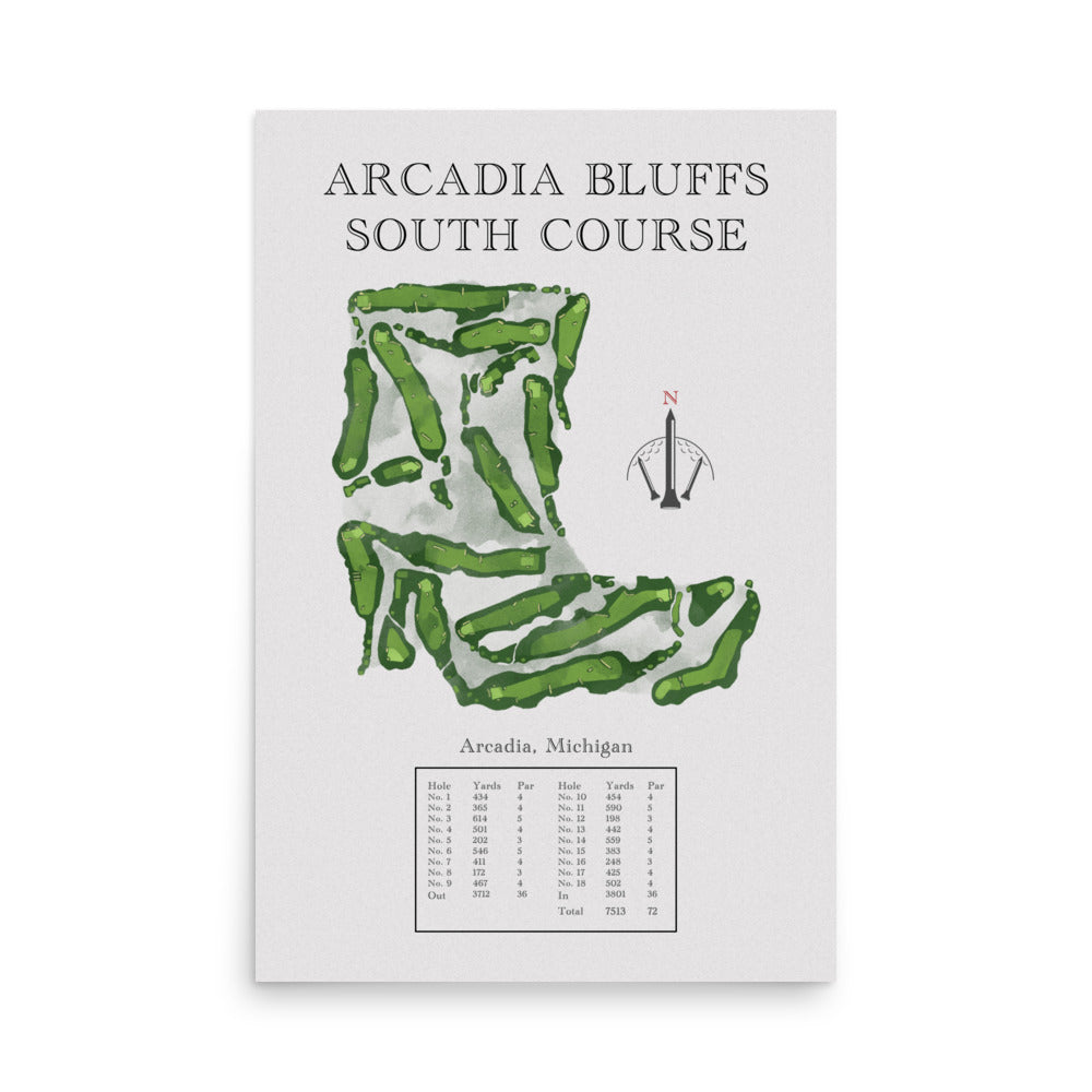 Arcadia Bluffs South Course, Michigan - Golf Course Print - PARZ ONLY GOLF PRINTS