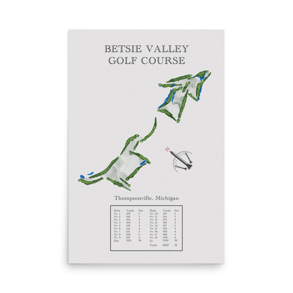 Betsie Valley Golf Course, Michigan - Golf Course Print - PARZ ONLY GOLF PRINTS
