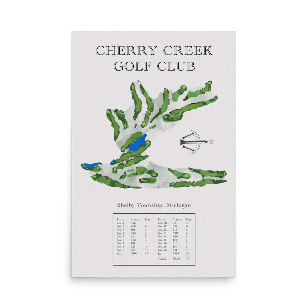 Cherry Creek Golf Club, Michigan - Golf Course Print - PARZ ONLY GOLF PRINTS