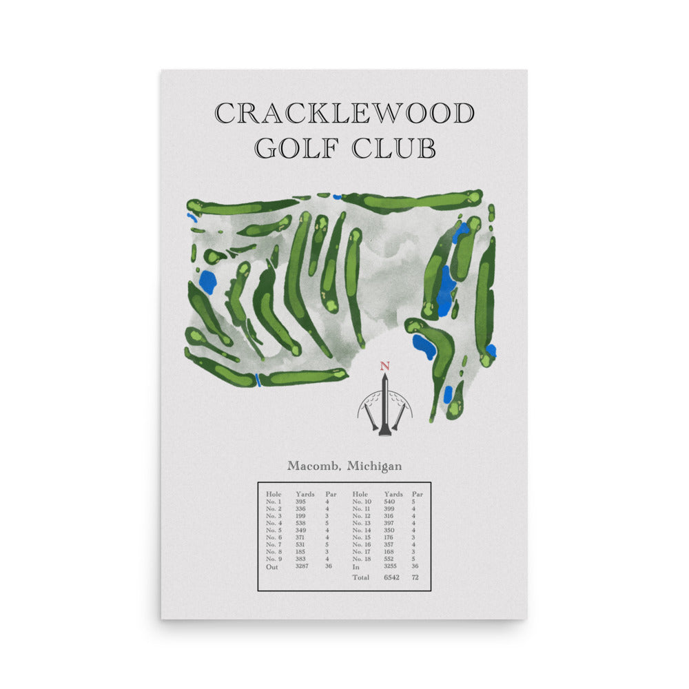 Cracklewood Golf Club, Michigan - Golf Course Print - PARZ ONLY GOLF PRINTS