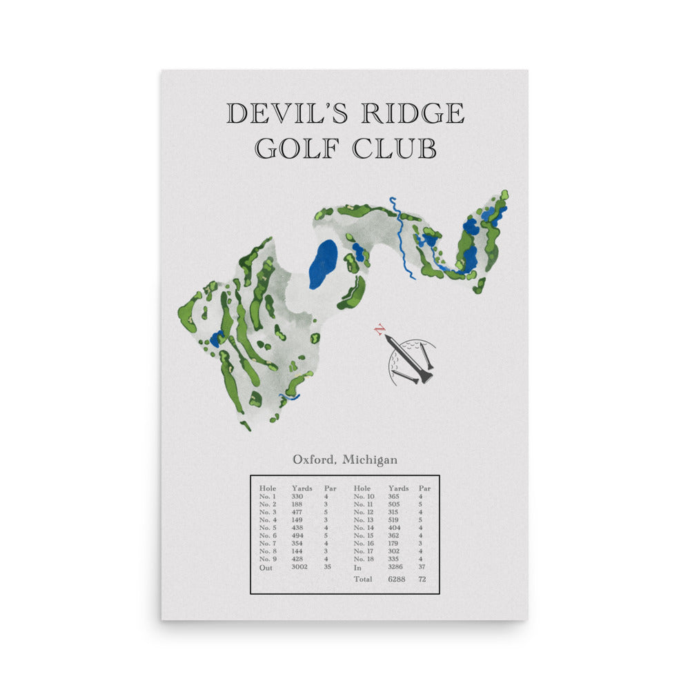 Devil's Ridge Golf Club, Michigan - Golf Course Print - PARZ ONLY GOLF PRINTS