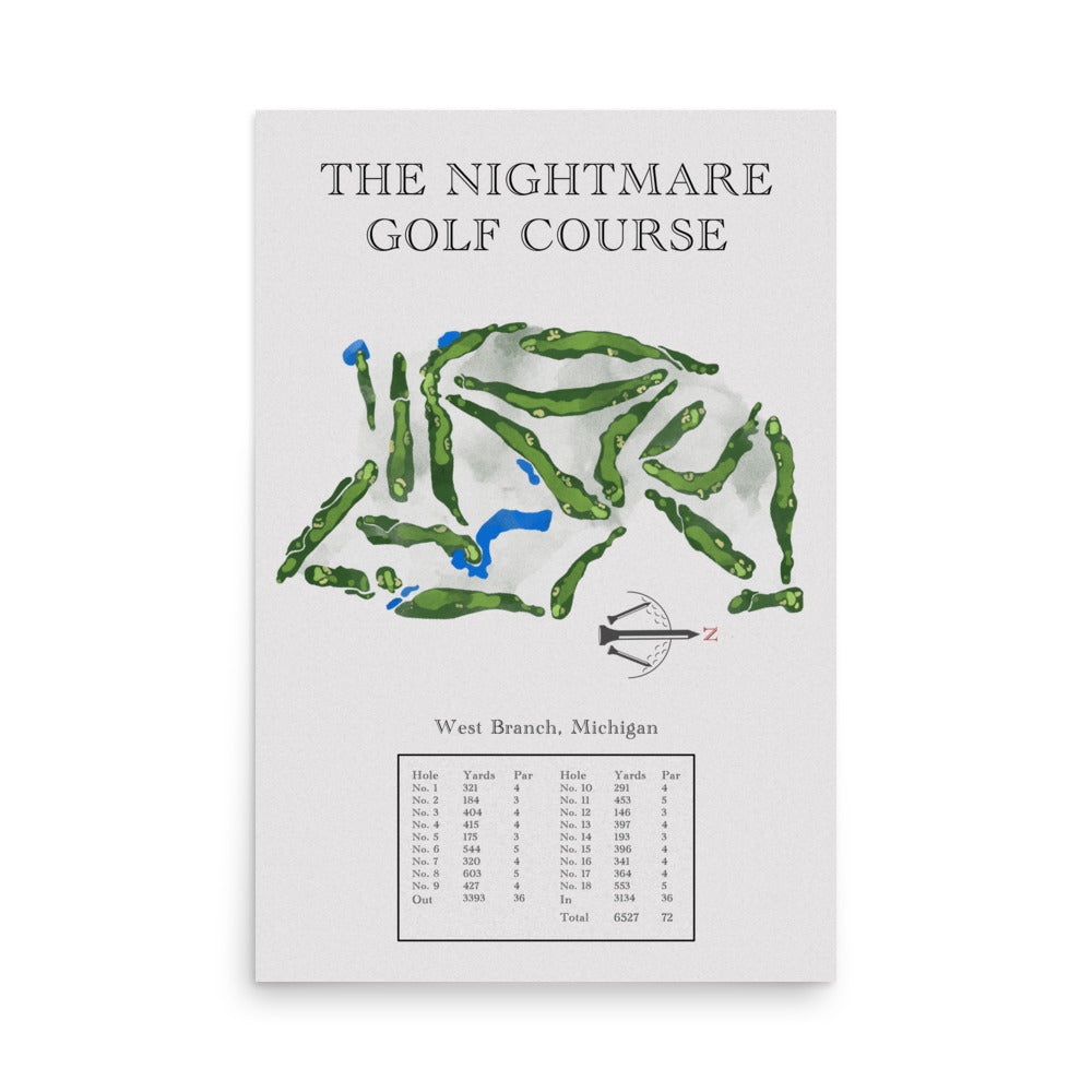 The Nightmare Golf Course, Michigan - Golf Course Print - PARZ ONLY GOLF PRINTS