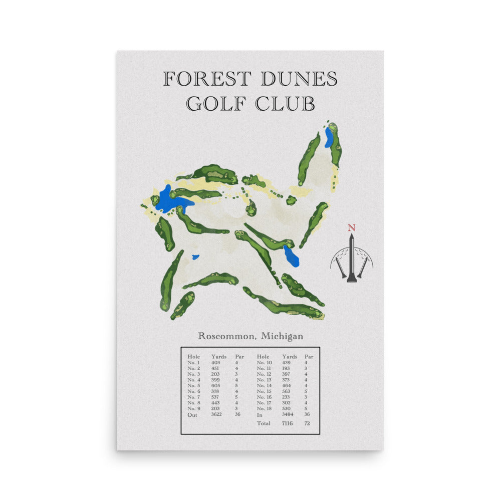 Forest Dunes Golf Club, Michigan - Golf Course Print - PARZ ONLY GOLF PRINTS