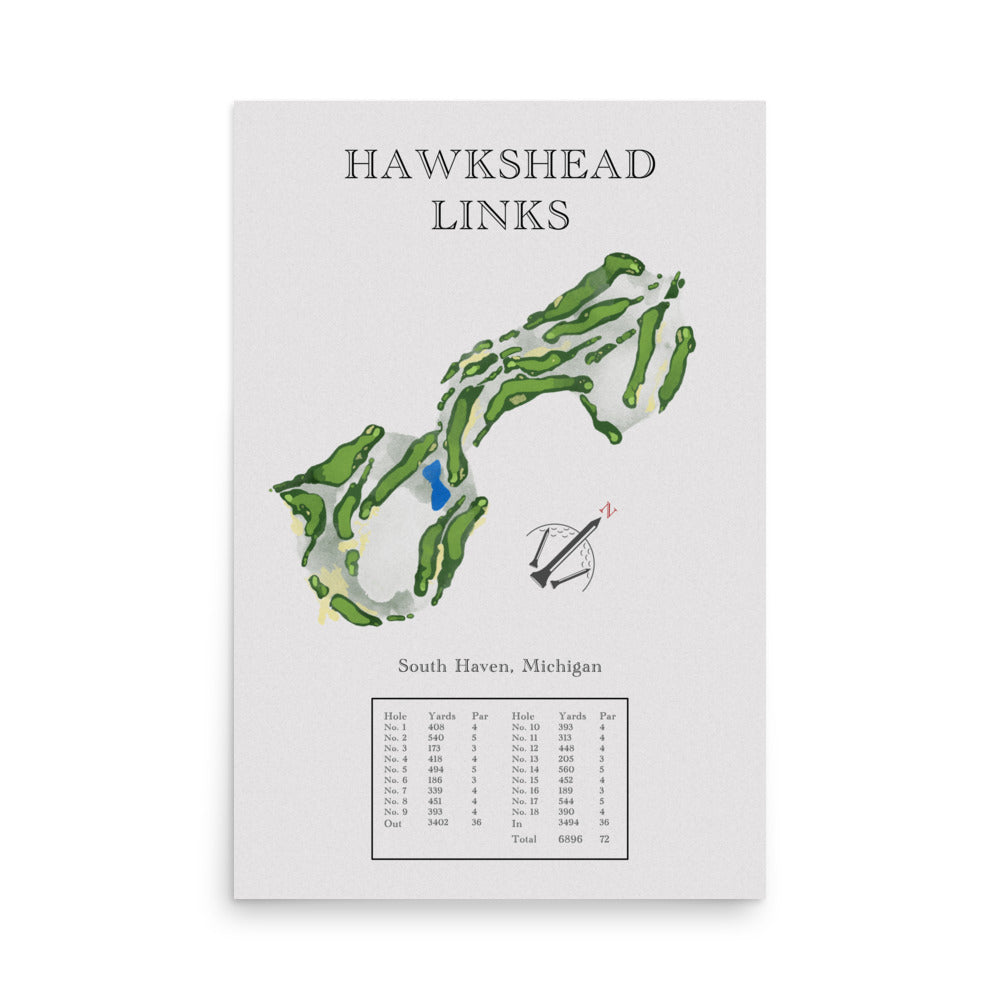 Hawkshead Links, Michigan - Golf Course Print - PARZ ONLY GOLF PRINTS