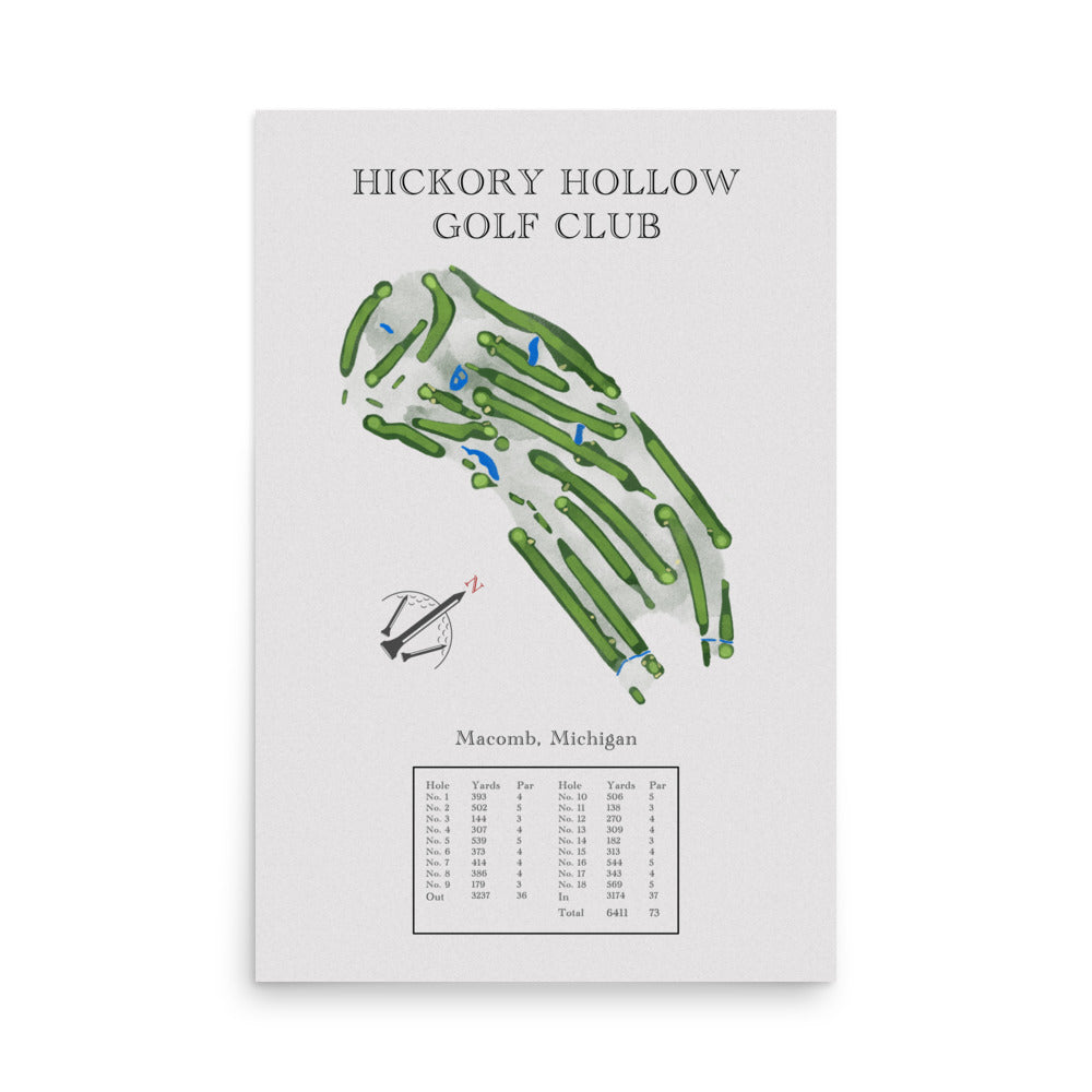 Hickory Hollow Golf Club, Michigan - Golf Course Print - PARZ ONLY GOLF PRINTS