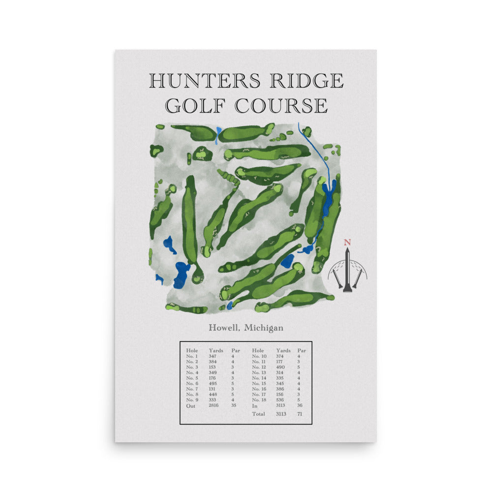 Hunters Ridge Golf Course, Michigan - Golf Course Print - PARZ ONLY GOLF PRINTS