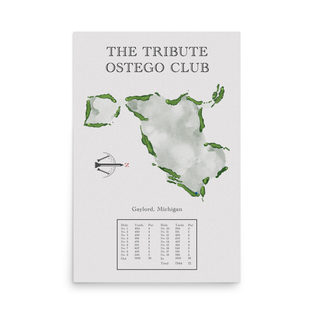 The Tribute Ostego Club, Michigan - Golf Course Print - PARZ ONLY GOLF PRINTS