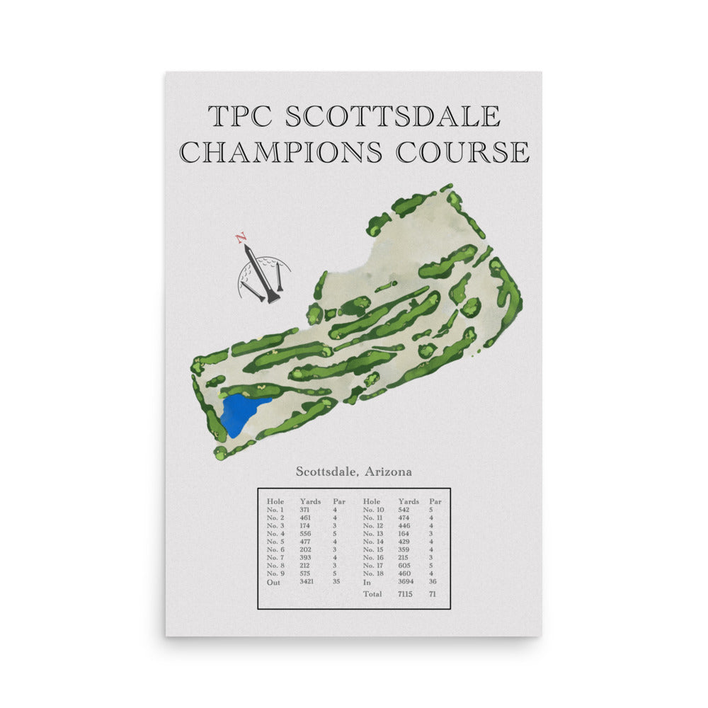 TPC Scottsdale Champions Course, Arizona - Golf Course Print - PARZ ONLY GOLF PRINTS