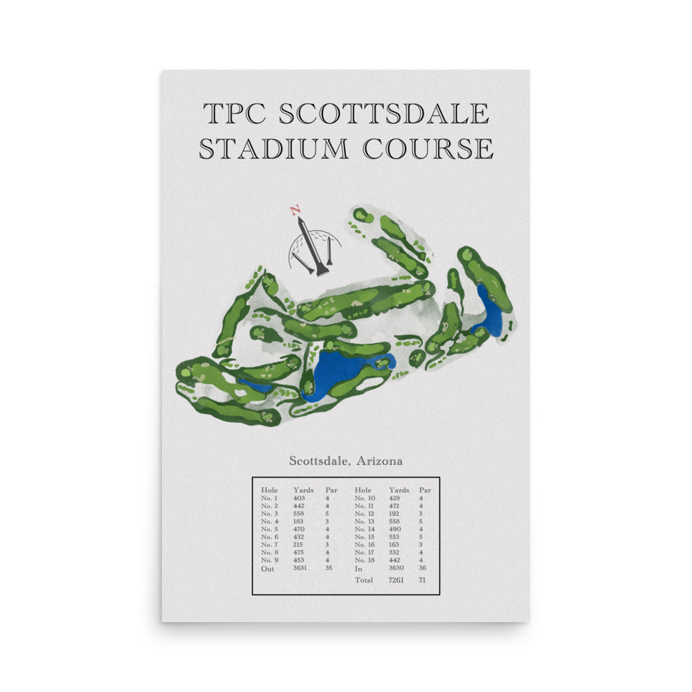 TPC Scottsdale Stadium Course, Arizona - Golf Course Print - PARZ ONLY GOLF PRINTS