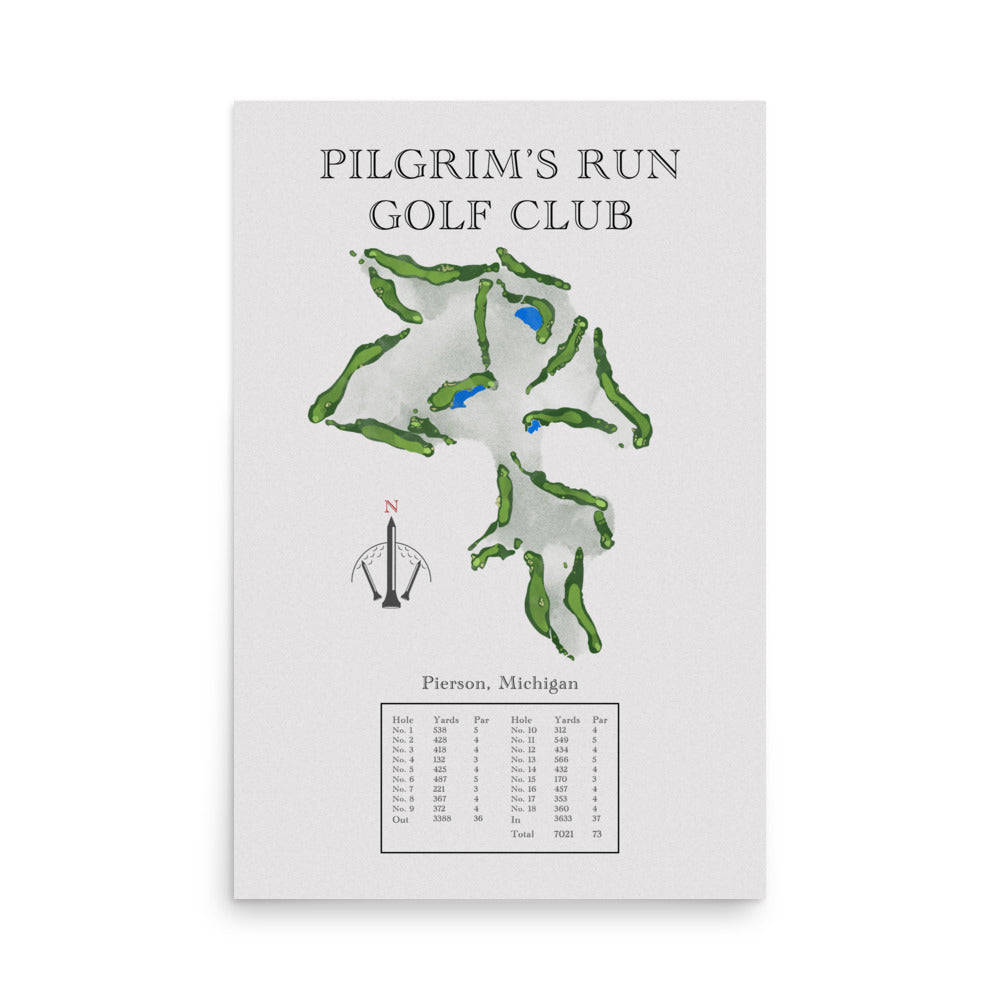 Pilgrim's Run Golf Club, Michigan - Golf Course Print - PARZ ONLY GOLF PRINTS