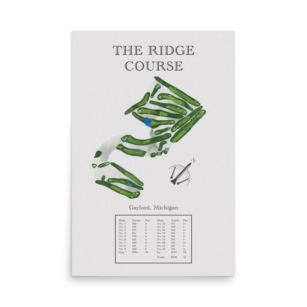 The Ridge Course, Michigan - Golf Course Print - PARZ ONLY GOLF PRINTS