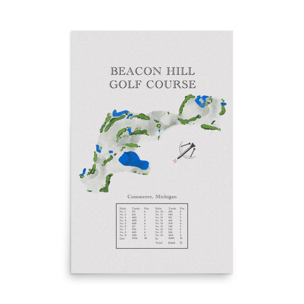 Beacon Hill Golf Course, Michigan - Golf Course Print - PARZ ONLY GOLF PRINTS