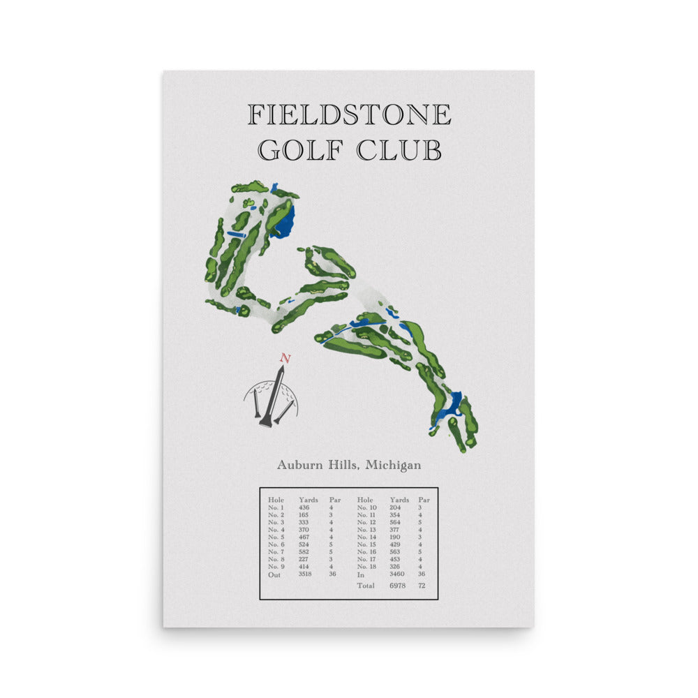 Fieldstone Golf Club, Michigan - Golf Course Print - PARZ ONLY GOLF PRINTS