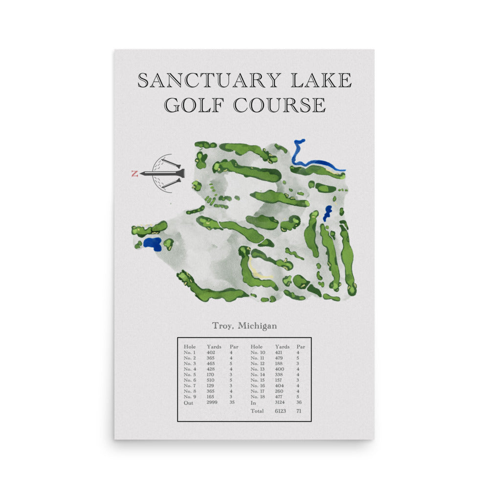 Sanctuary Lake Golf Course, Michigan - Golf Course Print - PARZ ONLY GOLF PRINTS