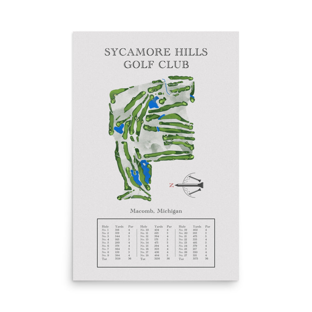 Sycamore Hills Golf Club, Michigan - Golf Course Print - PARZ ONLY GOLF PRINTS