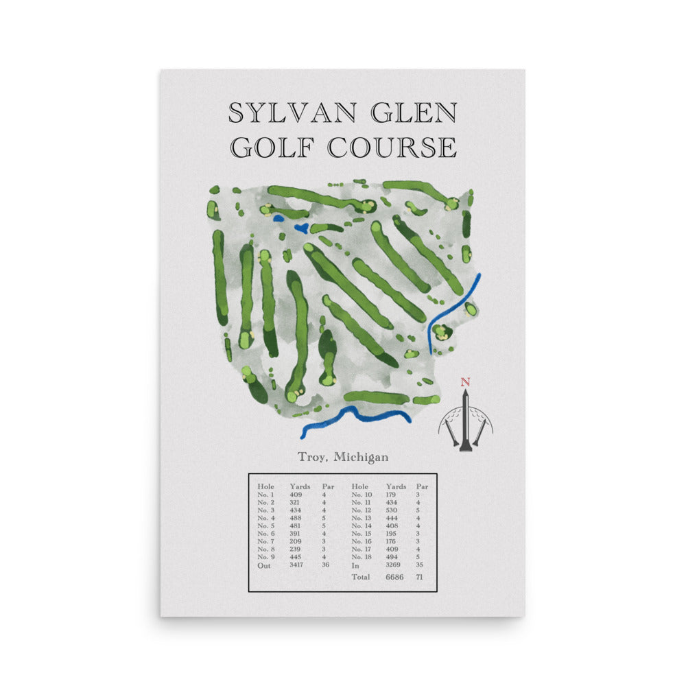 Sylvan Glen Golf Course, Michigan - Golf Course Print - PARZ ONLY GOLF PRINTS