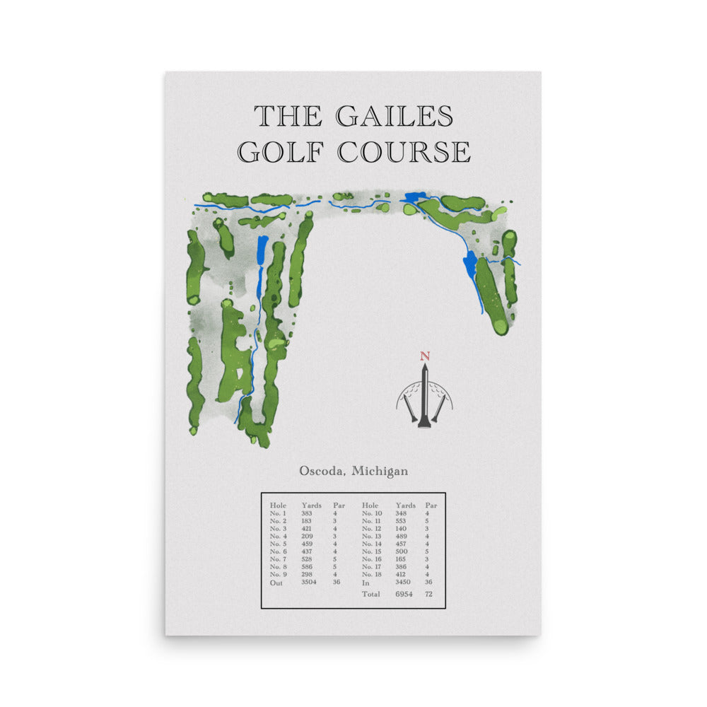 The Gailes Golf Course, Michigan - Golf Course Print - PARZ ONLY GOLF PRINTS