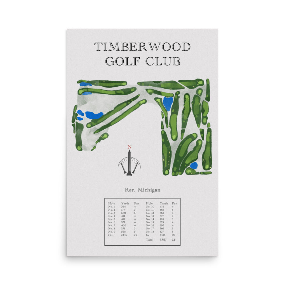 Timberwood Golf Club, Michigan - Golf Course Print - PARZ ONLY GOLF PRINTS