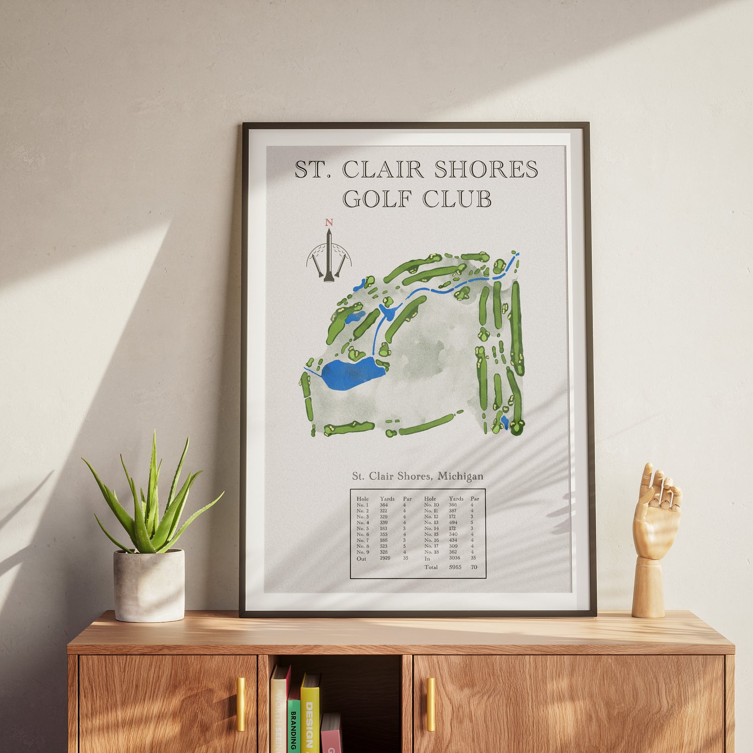 St Clair Shores Golf Print on Entertainment Center