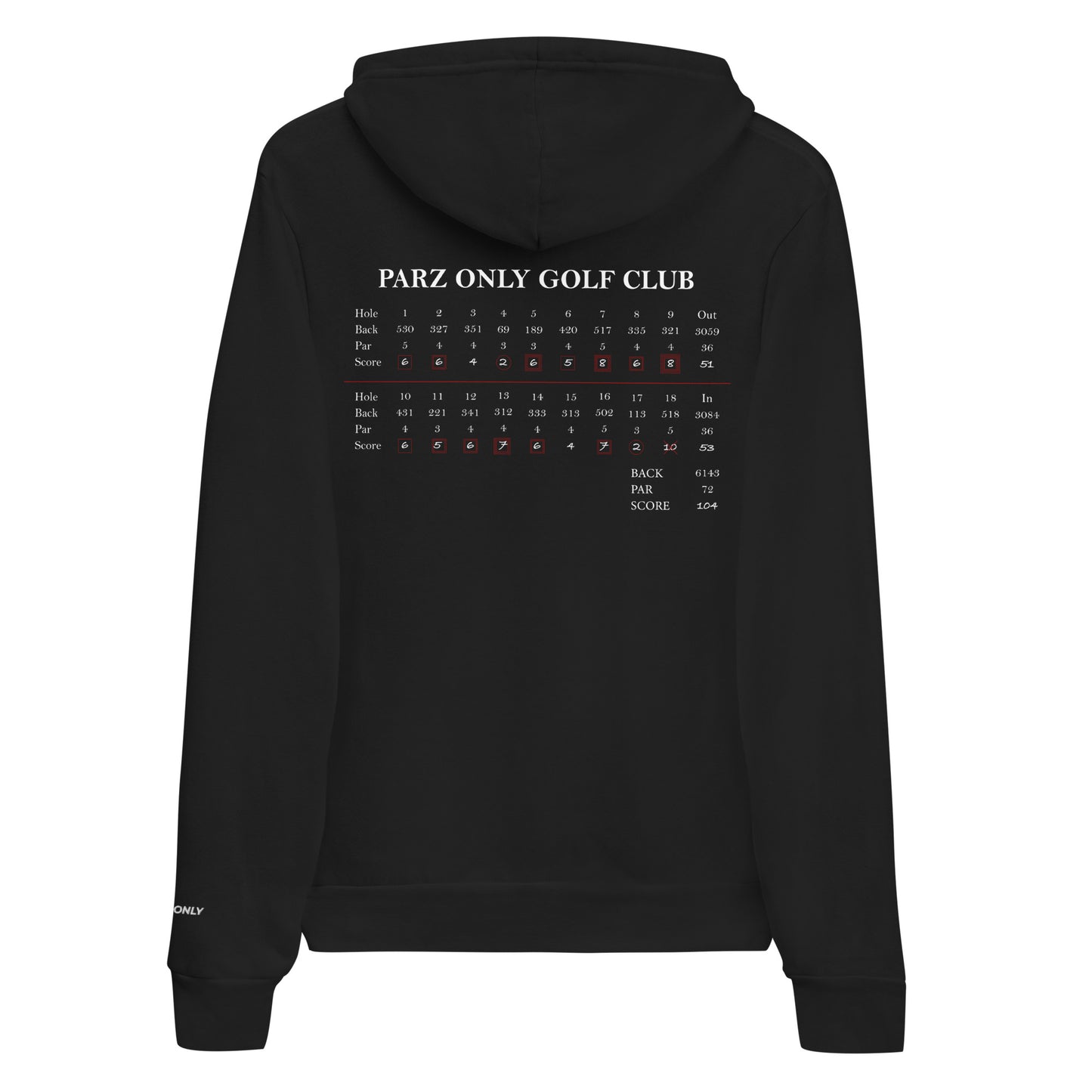 Ouch. Scorecard Bella + Canvas Hoodie - PARZ ONLY GOLF PRINTS