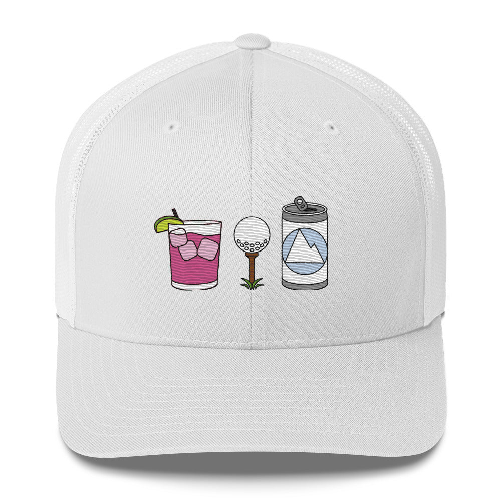 2 Drinks a Round Embroidered Trucker Hat